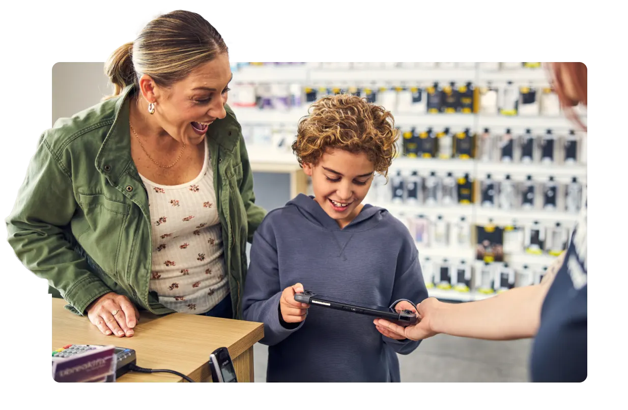 Customer getting device repaired at the counter